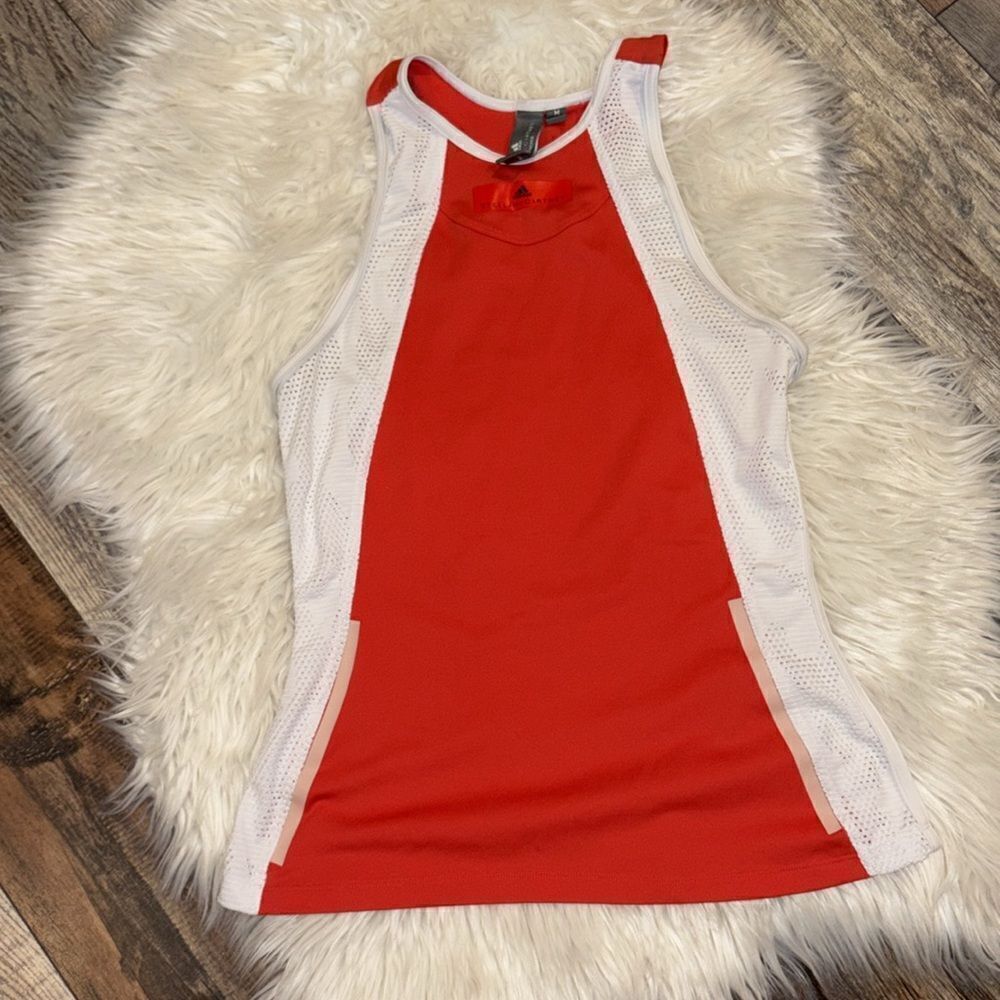 adidas x Stella McCartney Barricade Red & White Tank Top - Picture 4 of 8
